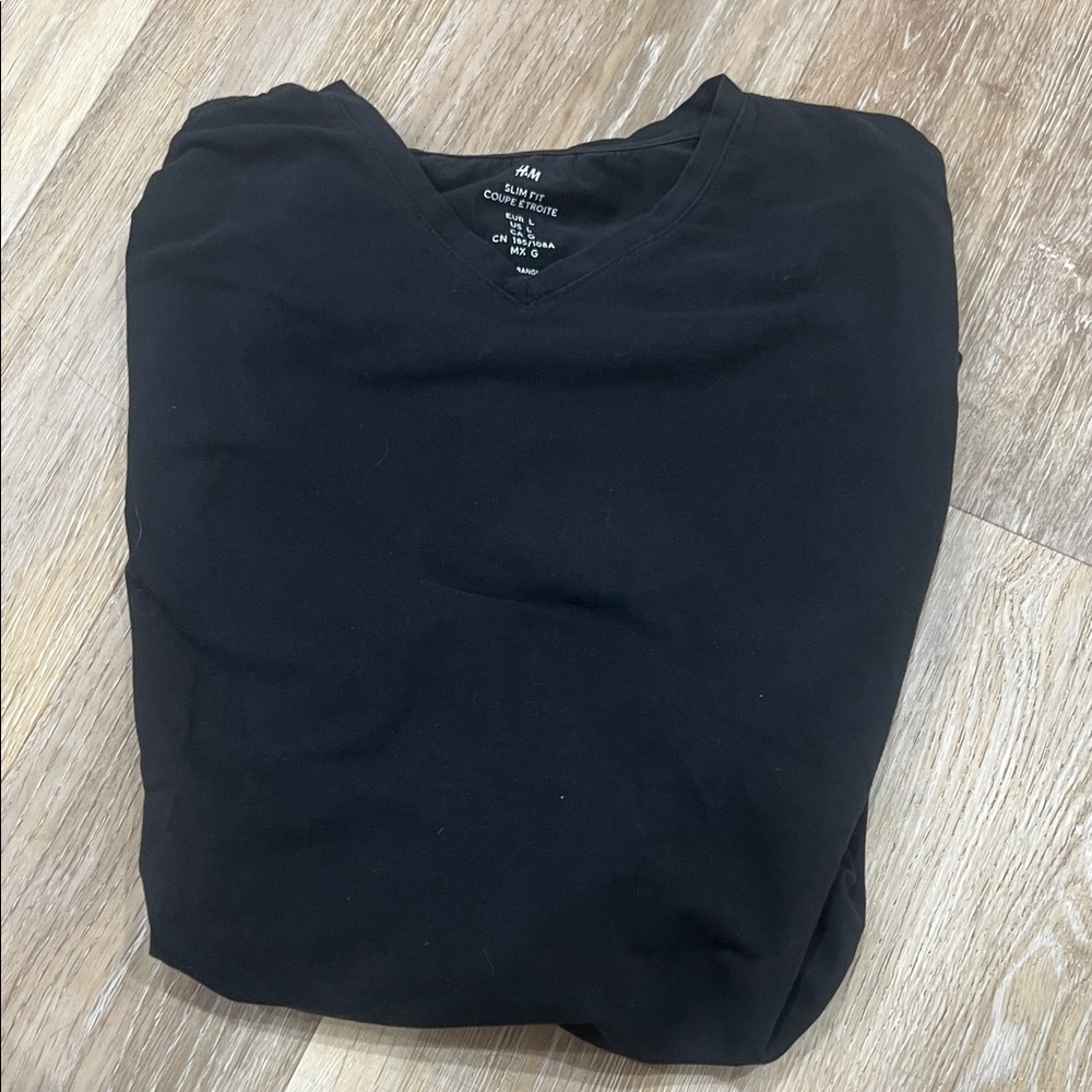 H&M Black V-Neck Slim Tee